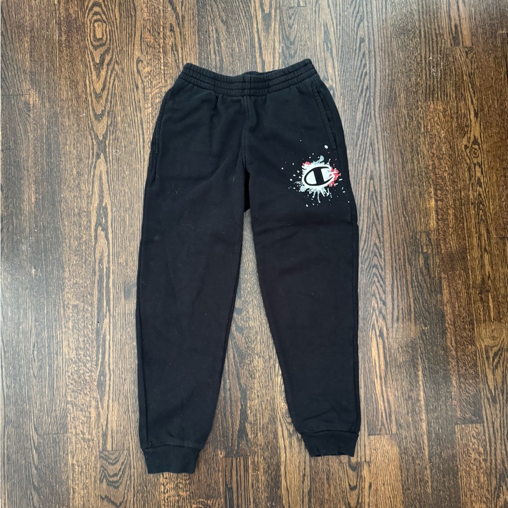 Champion Kids Black Sweatpants with Logo Accent